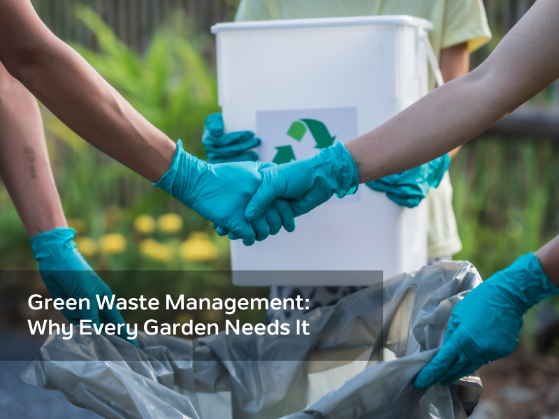 People managing garden waste with gloves and recycling bin – Green Waste Management